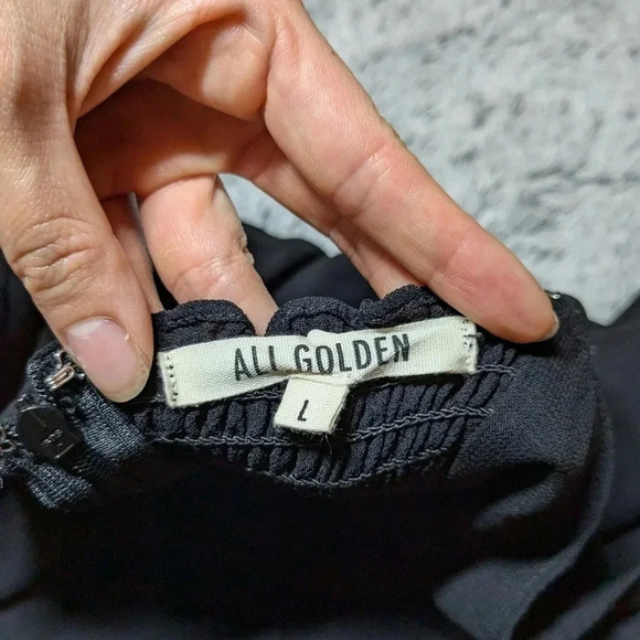 Ali Golden Dress Fitted Bodice Black Georgette Midi Large - Picture 7 of 10